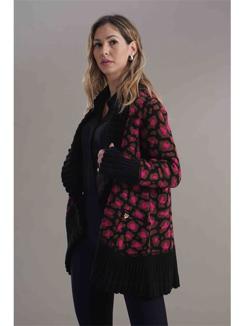 Cardigan in misto lana Love To Love by Gai Mattiolo | LV2019BRONZO/NERO/FUXIA